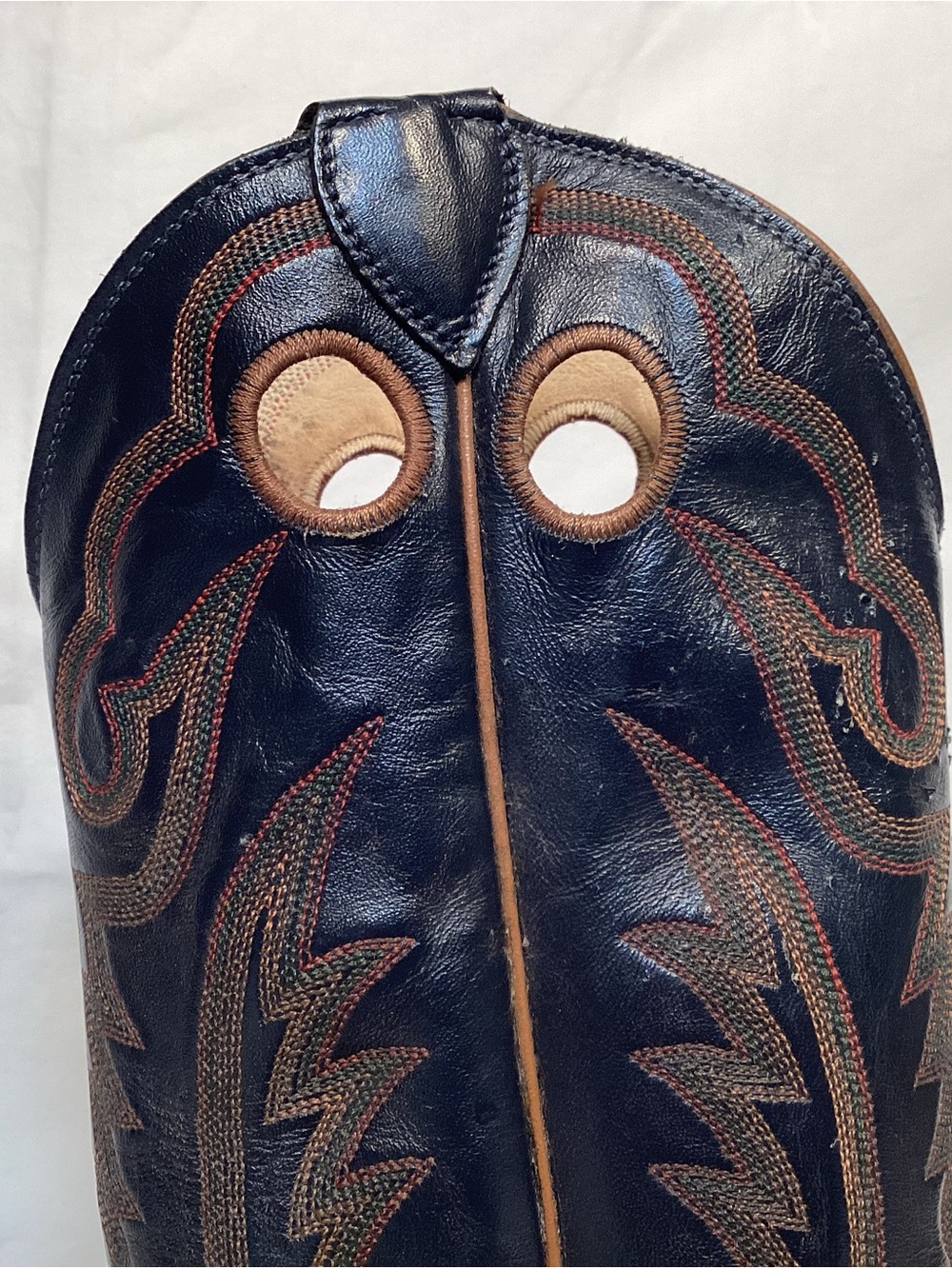 Vintage Justin Boots Exotic Navy Blue and Brown Men's Western Boots Style 2271 - Picture 6 of 16